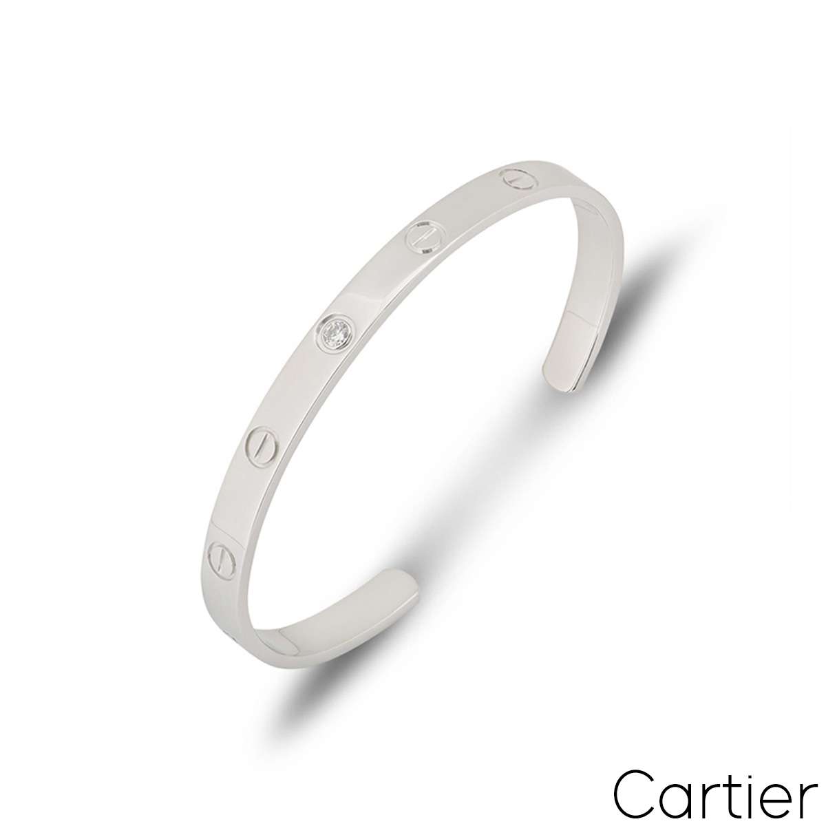 Cartier White Gold Diamond Cuff Love Bracelet Size 16 B6029916
